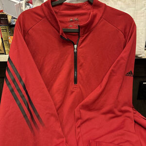 Red 2XL Adidas 3/4 Zip Men's Pullover, Jogging Top, Jacket